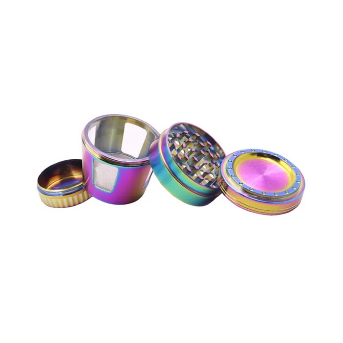 Rainbow Tobacco Grinder 50mm 4 Layer Metal Detachable Herb Smoking Hand Mullers Spice Crushers Shredder Hand Mechanic Grinders Concave Top Cap Smoking Accessory