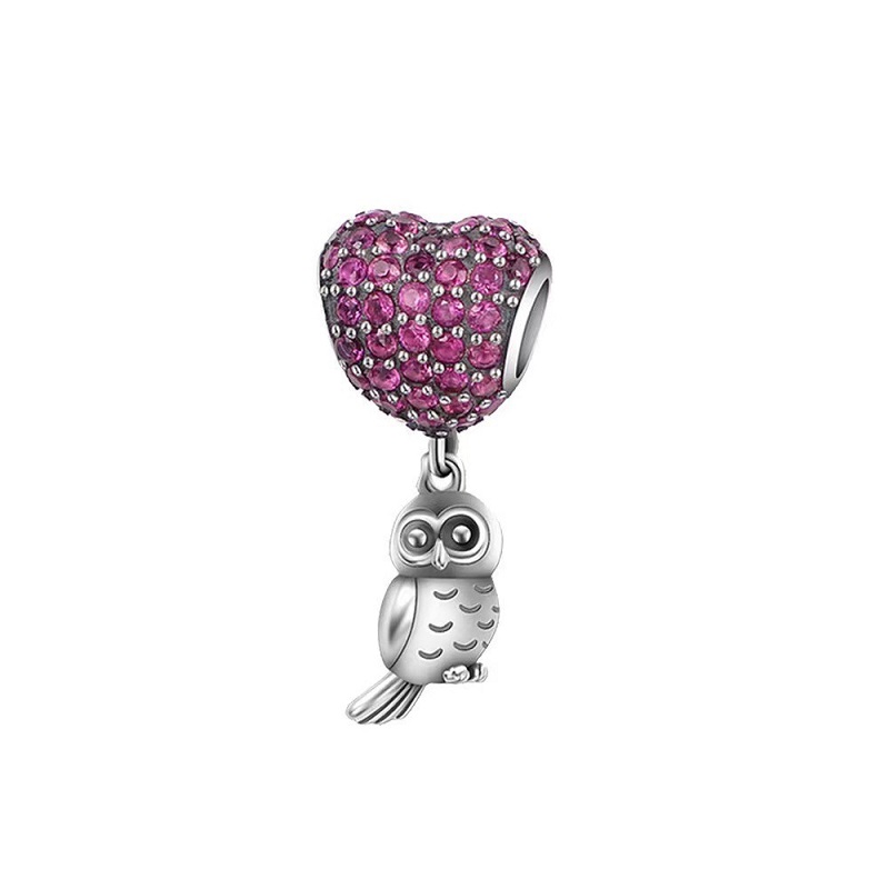 Fit Pandora Charm Bracelet Love Balloon Cute Bear Owl Deer Double Heart Crystal European Silver Bead Charms Beads Diy Snake Chain for Women Bangle Necklace Jewelry