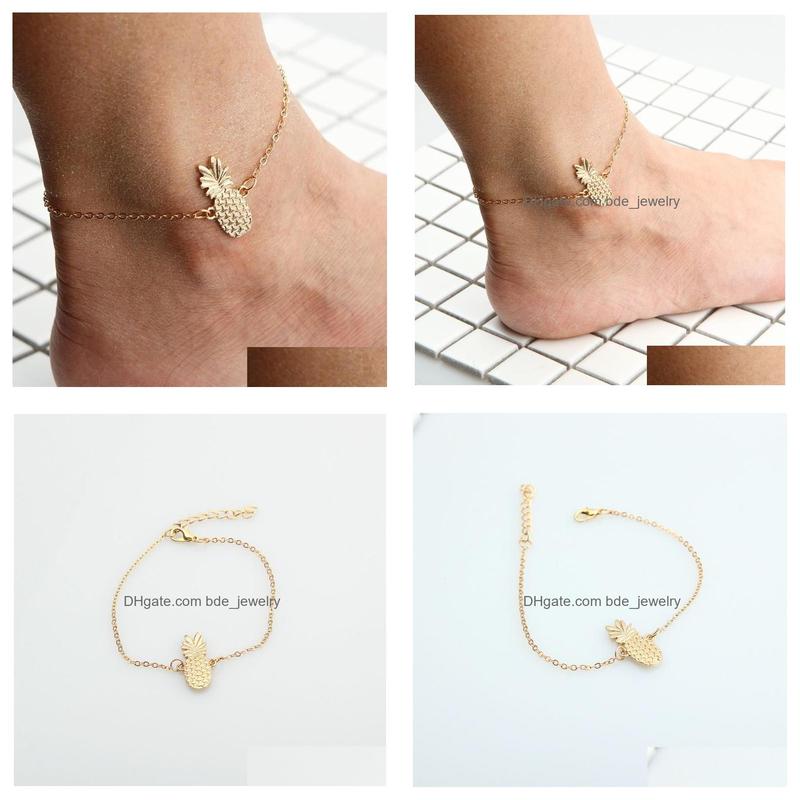 Ножные браслеты с ананасом, женские золотые браслеты на ногу, ювелирные изделия, браслет на щиколотке, Cheville Bijoux Pseras Tobilleras Femme Mujer Enkelbandje Drop Dh0n3