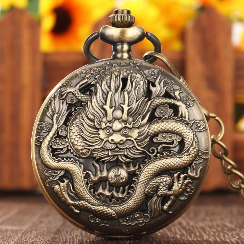 Relógios de bolso steampunk bronze dragão romano algaris
