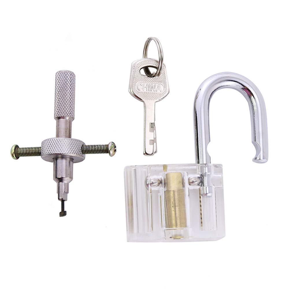 Vorhängeschloss mit transparenter Klinge und Civil Disc Detainer Lock Pick Tools