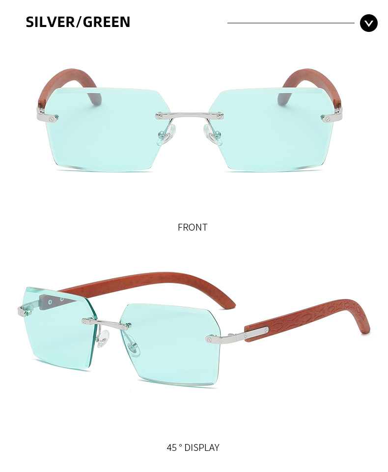 Beliebte, geschliffene Sonnenbrillen, superklare Damen-Sonnenbrillen, Autobrillen, rechteckige Gläser, randlose Sonnenbrillen, hochwertige Brillen
