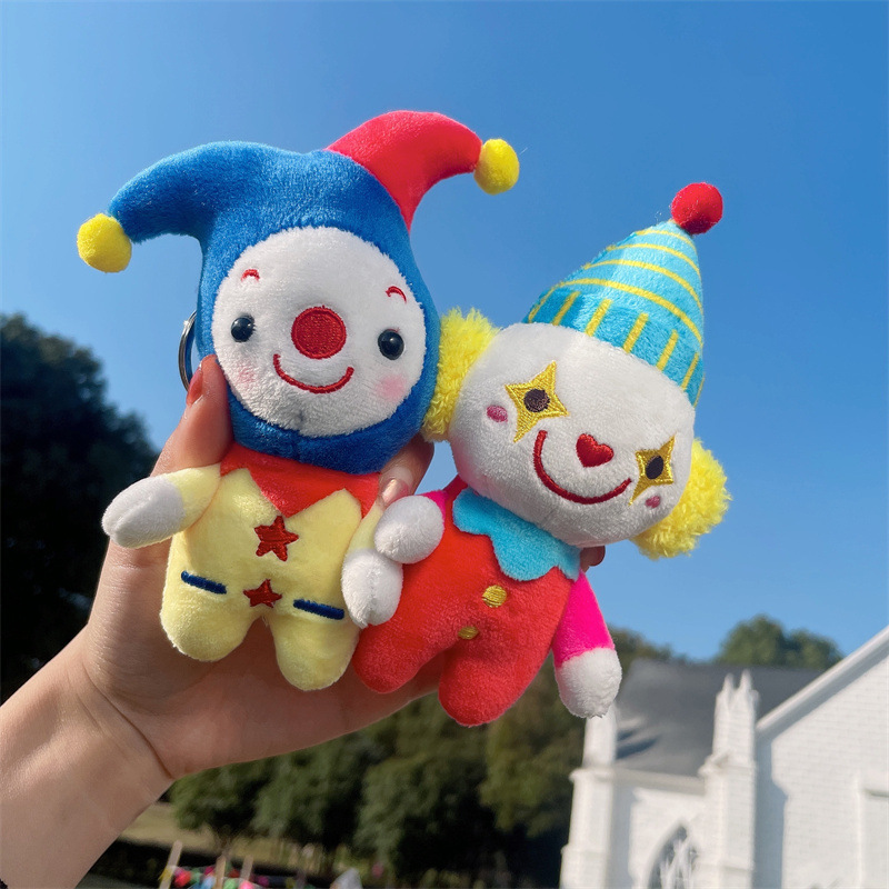 Clown cartoon circus cute keychain plush backpack pendant children's doll