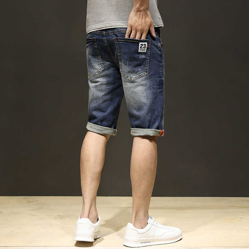 2022 Fashion Hot Cracked Short Jeans Hole Bermuda Summer Casual Cotton Hat Denim Shorts Men's P230524