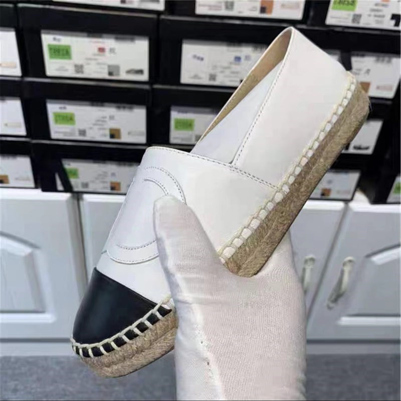 봄 브랜드 디자이너 여성 Espadrilles Shoes Calluine Leather Lady 슬립 편안한 평평한 피셔 맨 신발 로퍼 대마 캔버스 크기 35-42