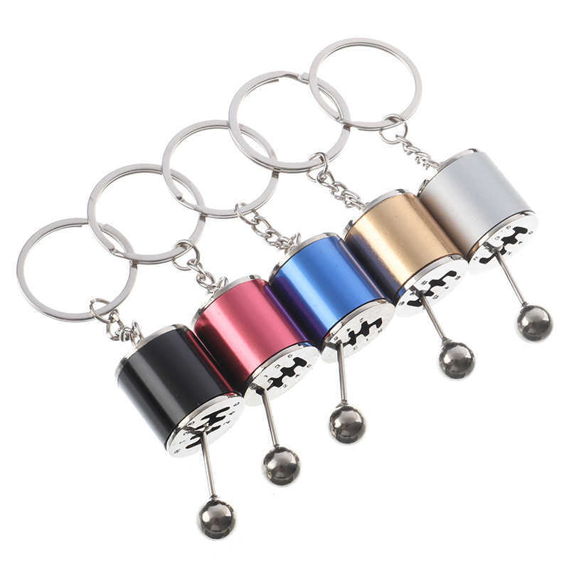 Ny bil Gear Box Keychain Imitation 6 Speed ​​Manual Car Styling Keyring Gear Knob Shift Gearbox Stick Present Car Interior