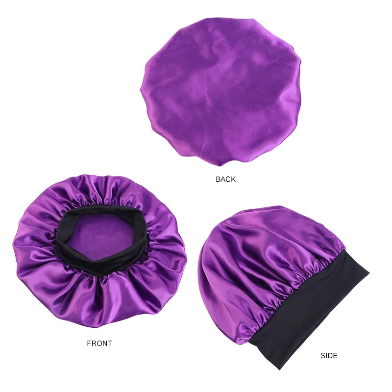 Kvinnor Satin Sleeping Hat Wide Band Night Sleep Hair Care Bonnet Extra Satin Silky Dusch Caps Chemo Caps Hair Loss Cover Wrap