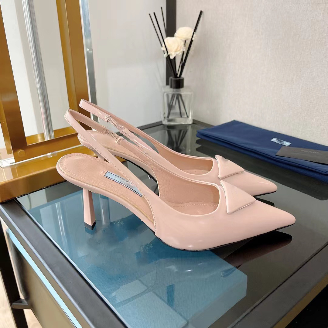 designer sandal Luxury Dress shoes High-heeled Brushed Leather Pumps black white pink slingback Wedding sandal Fashion women designer heels party sandals With Box