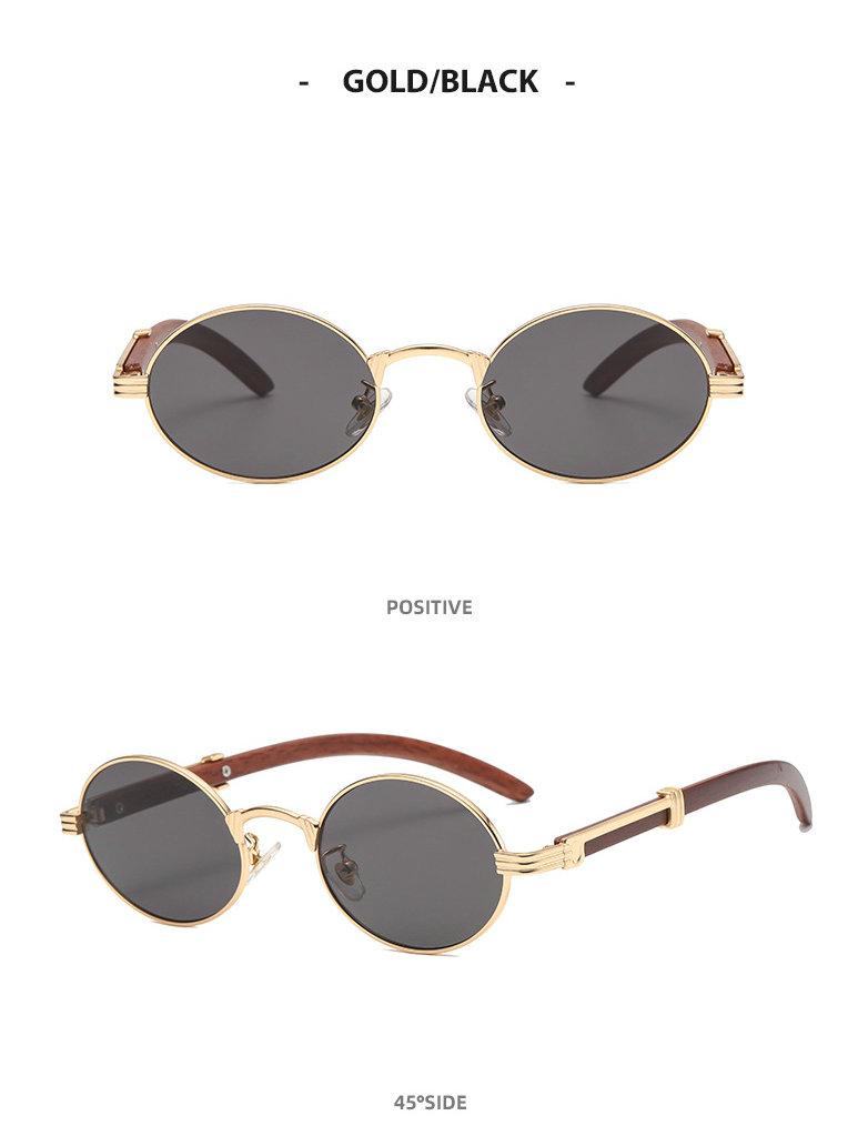 Retro círculo imitación madera grano gafas de sol superclaro hombres/mujeres gafas de sol marco de metal personalidad estilo mezclar colores