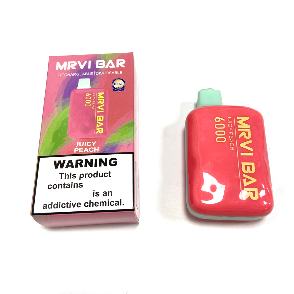 Orijinal MRVI BAR 6000 Puflar Şarj Edilebilir Tek Kullanımlık Vape E Sigara 650mAh Pille Önceden Doldurulmuş 13ml Pod Bavul Elf Kutusu Vs Lost Mary Elfworld Caky