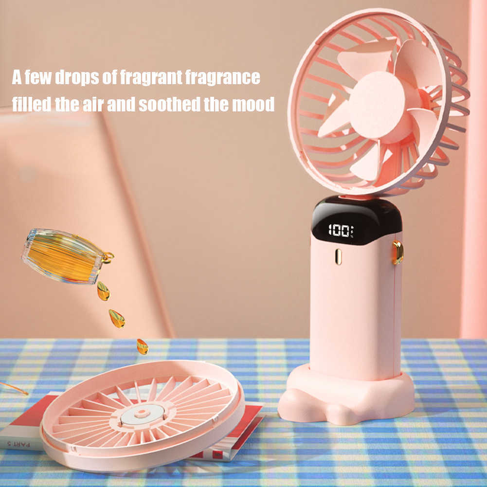 New USB Mini Handheld Fan Outdoor Portable Air Conditioner 3000mAh Wireless Rechargeable Desktop Fan Folding Hanging Neck Fan