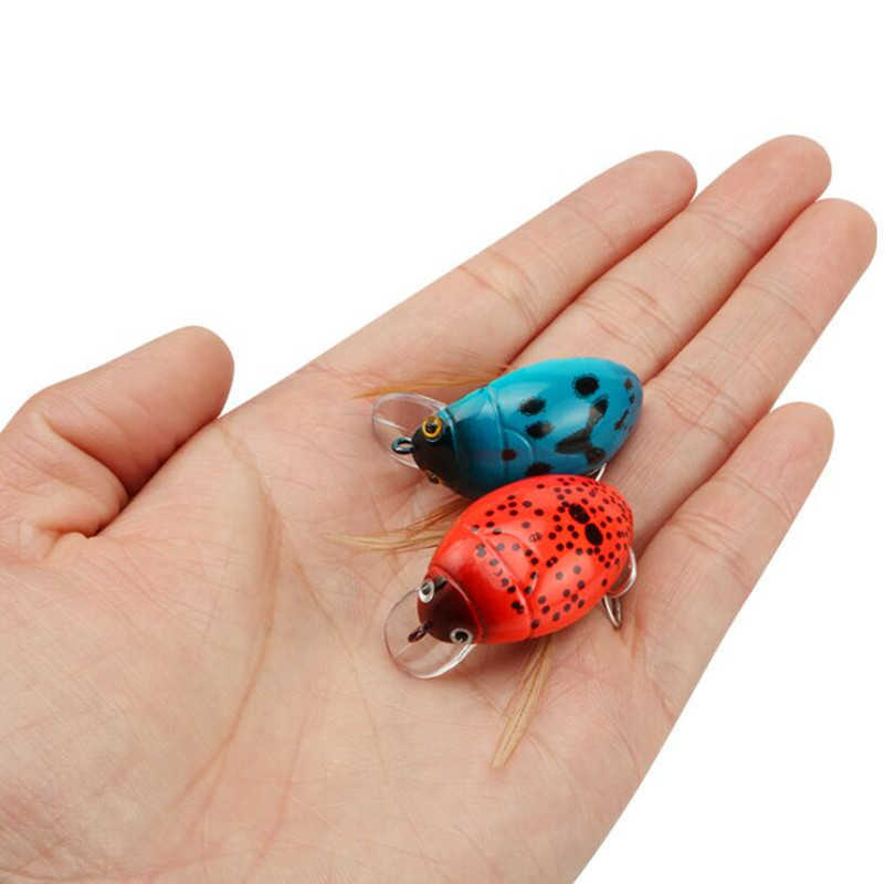 Baits Lures of 3.8cm 4.1g artificial ladybug cicada beetle insect follicle bait bass fishing rod Topwater P230525