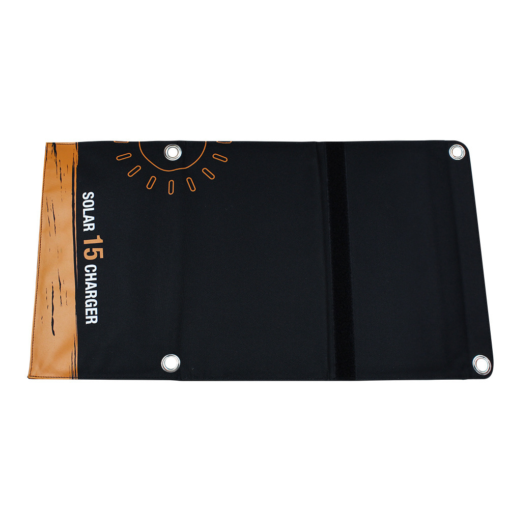 15W Solar Foldble Bag Portable Charging Board Waterproof Outdoor Camping Mobiltelefon Charging Bank 5V dubbla USB -utgångsportar