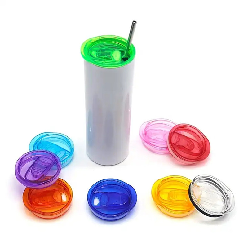 Kleurrijke 20oz magere Tumbler vervangende deksels Plastic spatwaterdicht Lekvrije deksels Covers Morsbestendig Skinny Cup Deksel voor brede mond Tumbler Cooler Cup