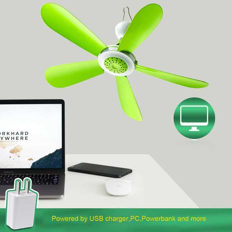 Nuovo temporizzazione del telecomando da 5 W Ventilatore da soffitto USB Raffreddatore d'aria 5 pale Ventole USB letto Campeggio Tende da campeggio appese all'aperto Ventilatore sospeso