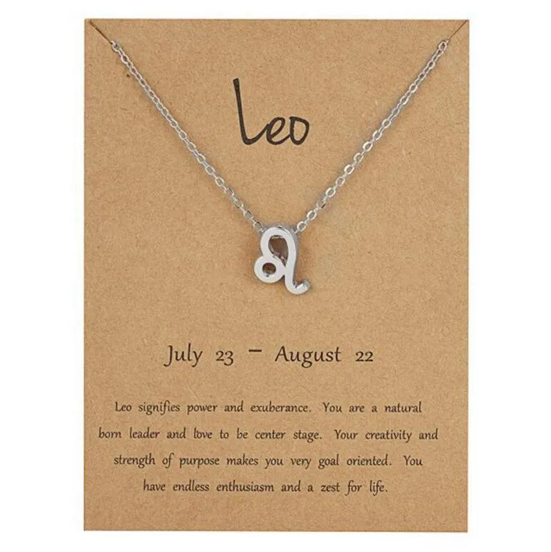12 Horoscope Zodiac Sign Pendant Necklace Aries Leo Constellations Silver and Gold Jewelry Kids Christmas Gift Wholesale