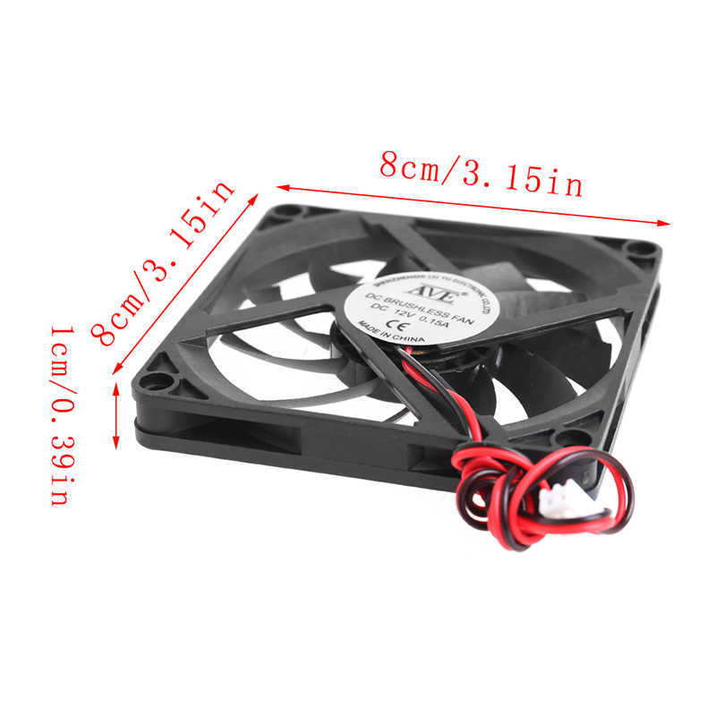 Nouveau 12V 2 broches 80x80x10mm PC ordinateur CPU système dissipateur thermique ventilateur de refroidissement sans brosse 8010