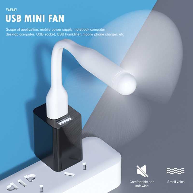 Neuer tragbarer kreativer Mini-USB-Lüfter, flexibler, biegsamer Lüfter und USB-LED-Licht für Power Bank, Notebook, Computer, Sommer-Gadget