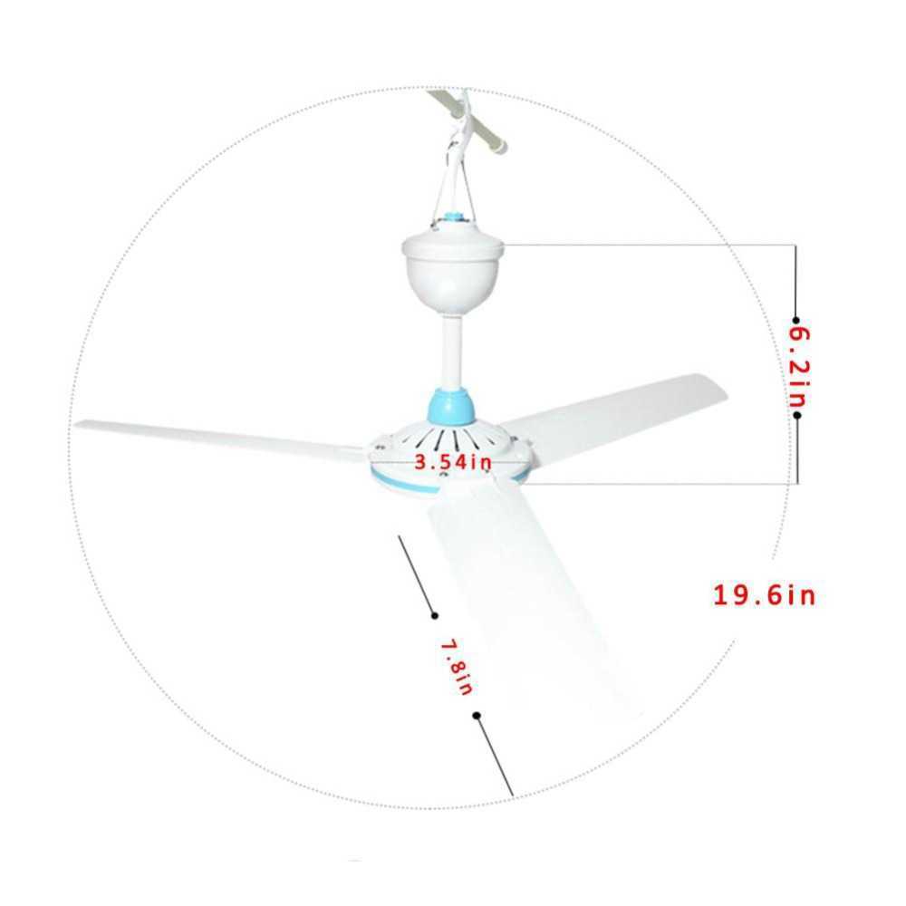 Nowy przenośny wentylator sufitowy DC12V 3 ostrza 6 W Plastikowe energia oszczędność mini mini sufitowe kemping gospodarstwa domowego