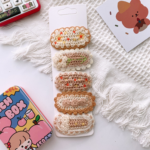 Cute Crochet Snap Baby Hair Drop Clips Wool Knit Hair Clamp Pins Hairpins Cotton BB Barrette Girls Hair Accessories Children