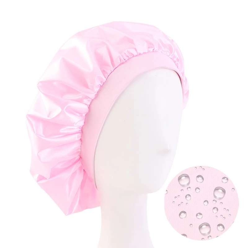 Nouveau bonnet de douche épais réutilisable Extra Large bonnet de bain pour femmes Satin EVA imperméable cheveux longs élastiques casquettes accessoires de salle de bain