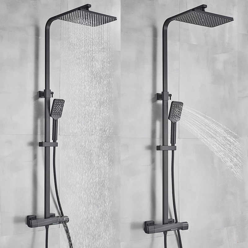 バスルームシャワーセットShbshaimy Shower Faucets最高品質の現代的なバスルームシャワー蛇口浴槽雨量シャワーサーモスタットシャワーセットG230525