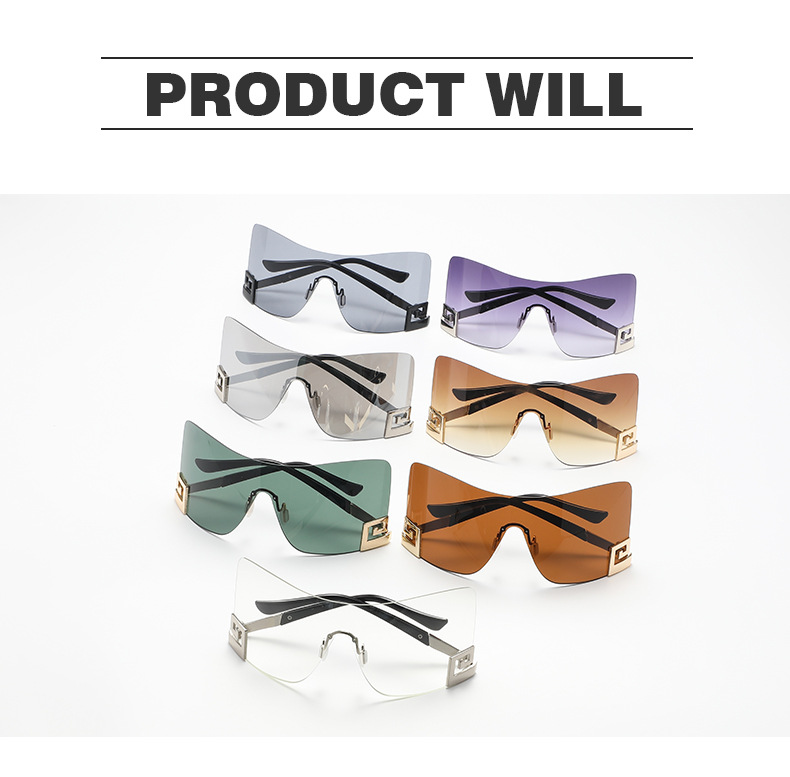 New Modern Style Siamese Lens Superclear Women's Sunglass Rectangle Glasses Personality Men's Beach Travel Discoloration Sunglasses Mix Colors