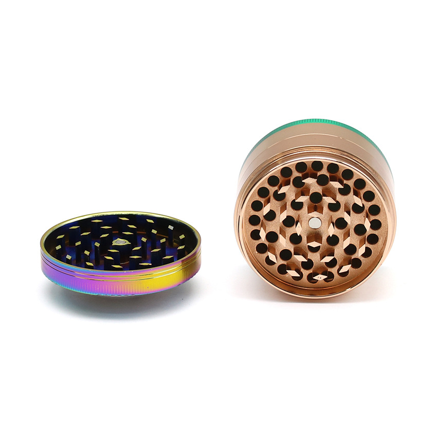 Smoking pipe New convex cover 4-layer zinc alloy splicing color cigarette grinder 63mm fashionable metal cigarette grinder cigarette set