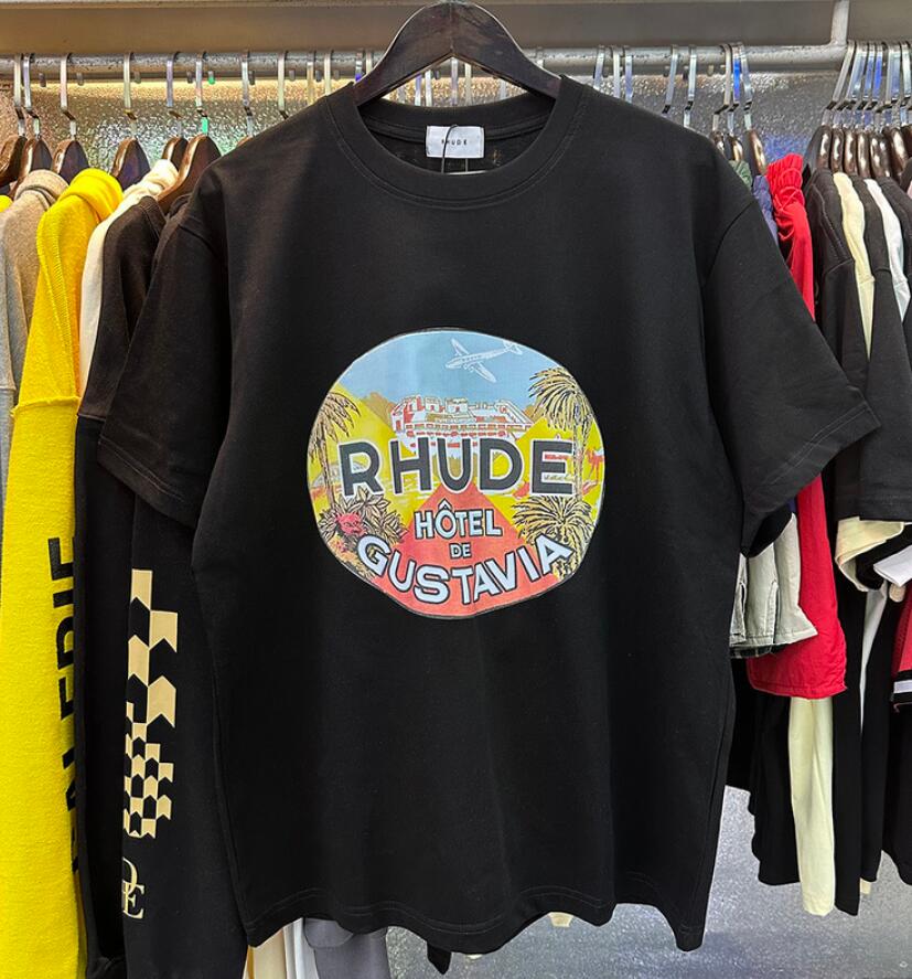 Rhude t shirt Casual Cotton Men T shirts Summer Street Skateboard Mens T-shirts Men Short Sleeves luxury Brand men T-shirt High Quality shirts US Size S-XL