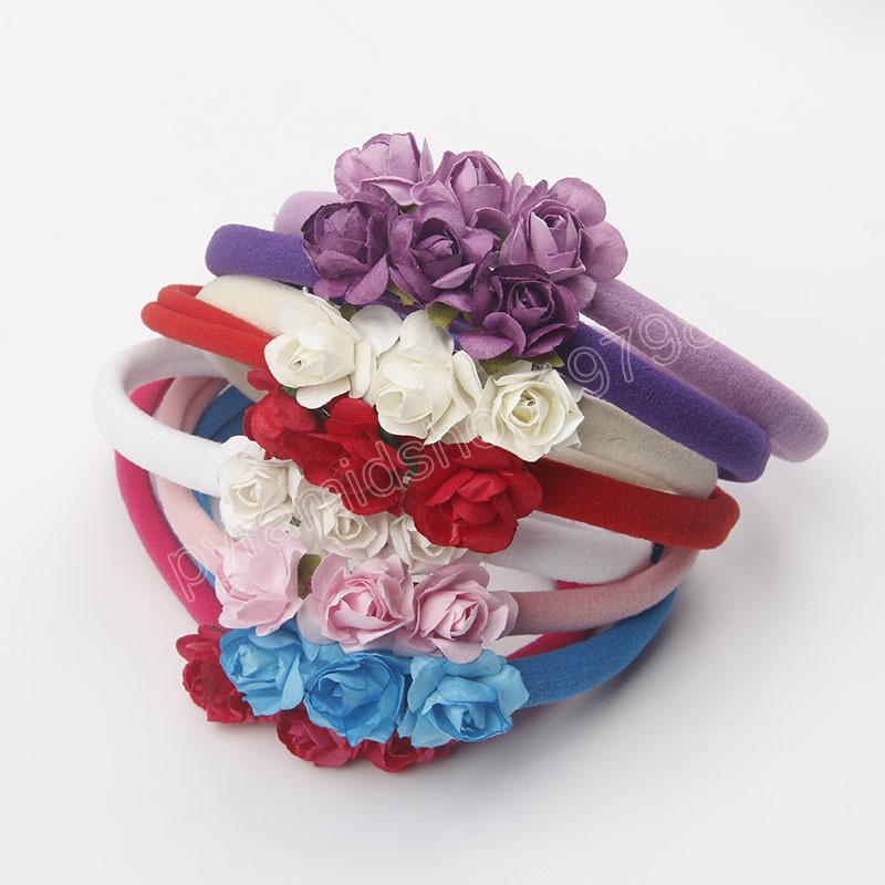 Nette Mädchen Rose Blume Nylon Stirnband Baby Schöne Haarbänder Foto Requisiten Neugeborenen Kleinkind Säuglings Kopfbedeckung Haar Zubehör