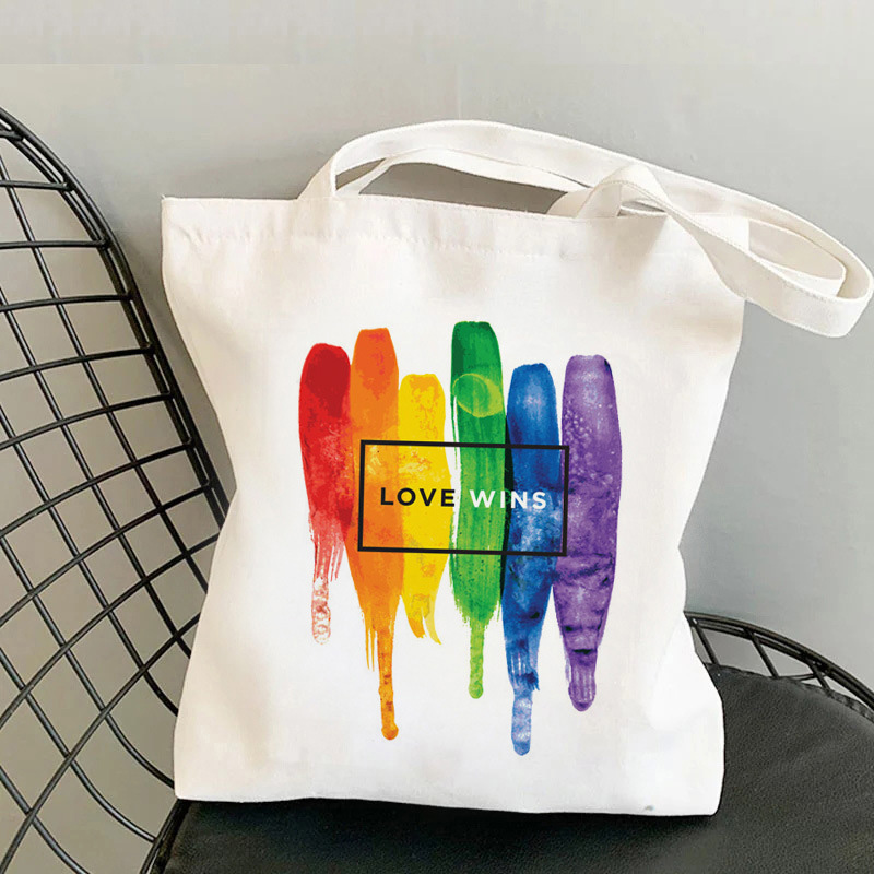 Gökkuşağı LGBT Lezbiyen Gay Pride Bags Düz Alışveriş Çantaları Tuval Çantası Hatta Alışveriş Çantaları Hatta Düşünemiyorum