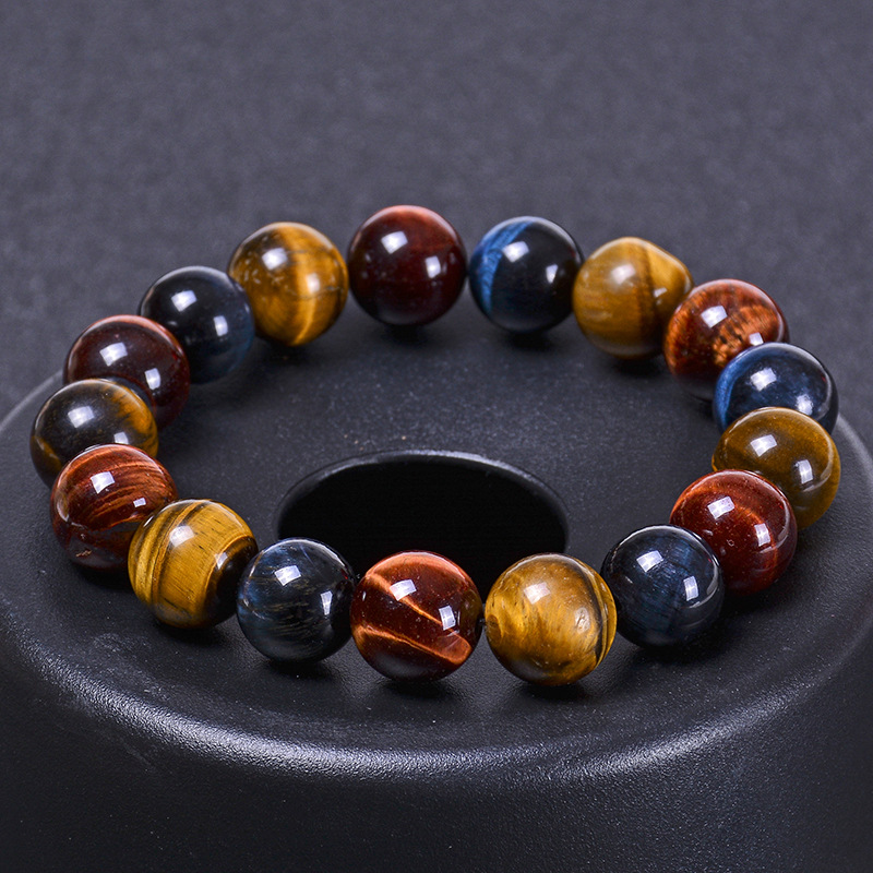 Bracelets de brins de perles de pierre d'oeil de tigre naturel de haute qualité pour hommes 8 10 12 MM