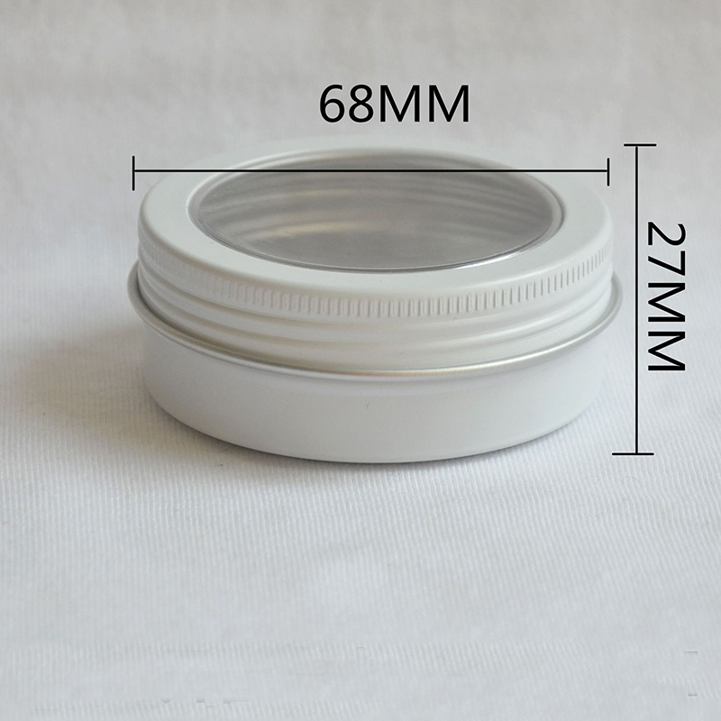 60ml 2oz Aluminum Tin JarRefillable Containers Bottle Clear Top Screw Lid Round Tins Container