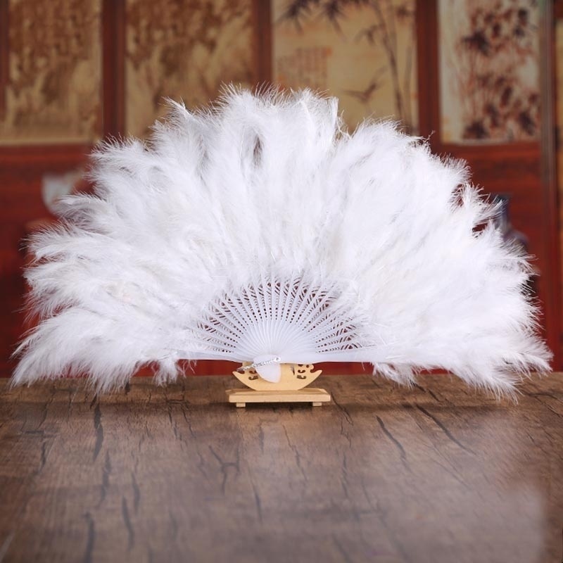 New Wholesale Wedding Feather Fan Bride Handheld Non-Folding Fans Cool Fans Wedding Photo Shooting Pose Home Decoration Prop Party Folding Fan for Ball
