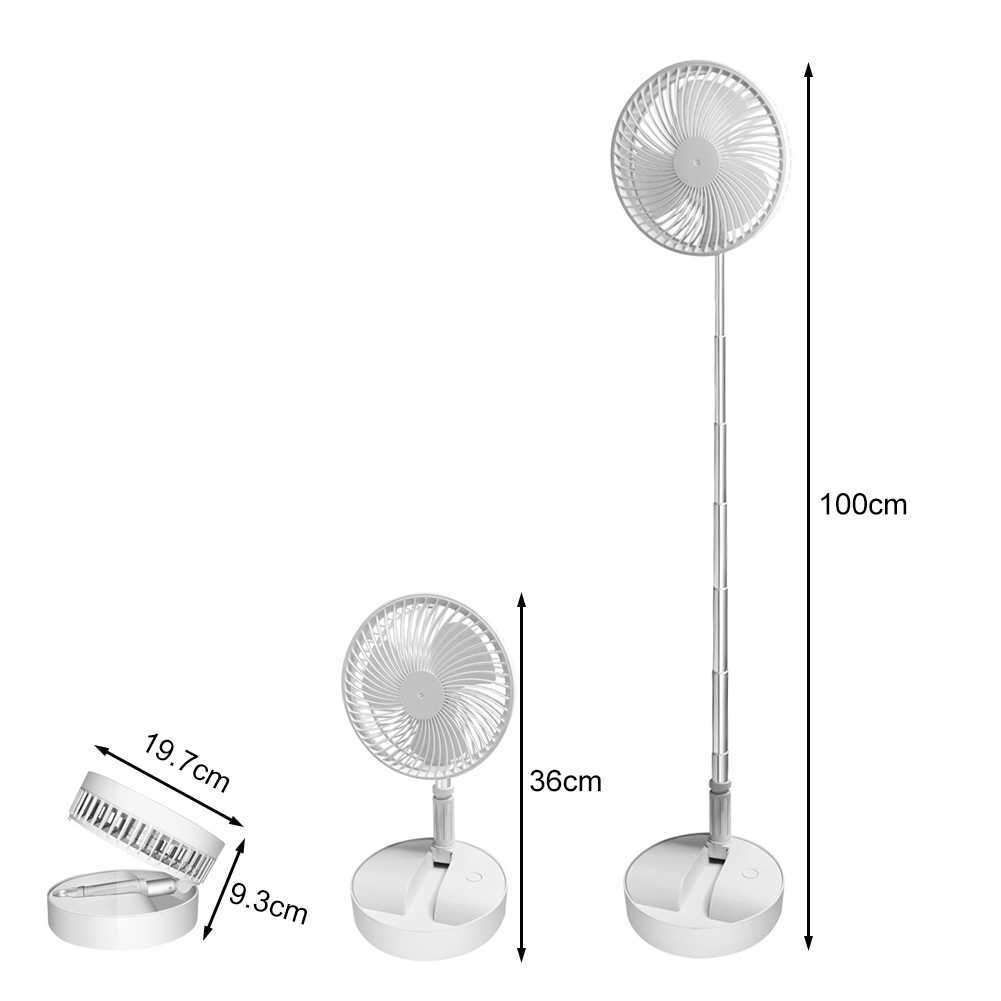 New USB Rechargeable Folding Telescopic Floor Fan Mini Summer Mute Silent Student Desktop Table Fan for Office Bedroom School