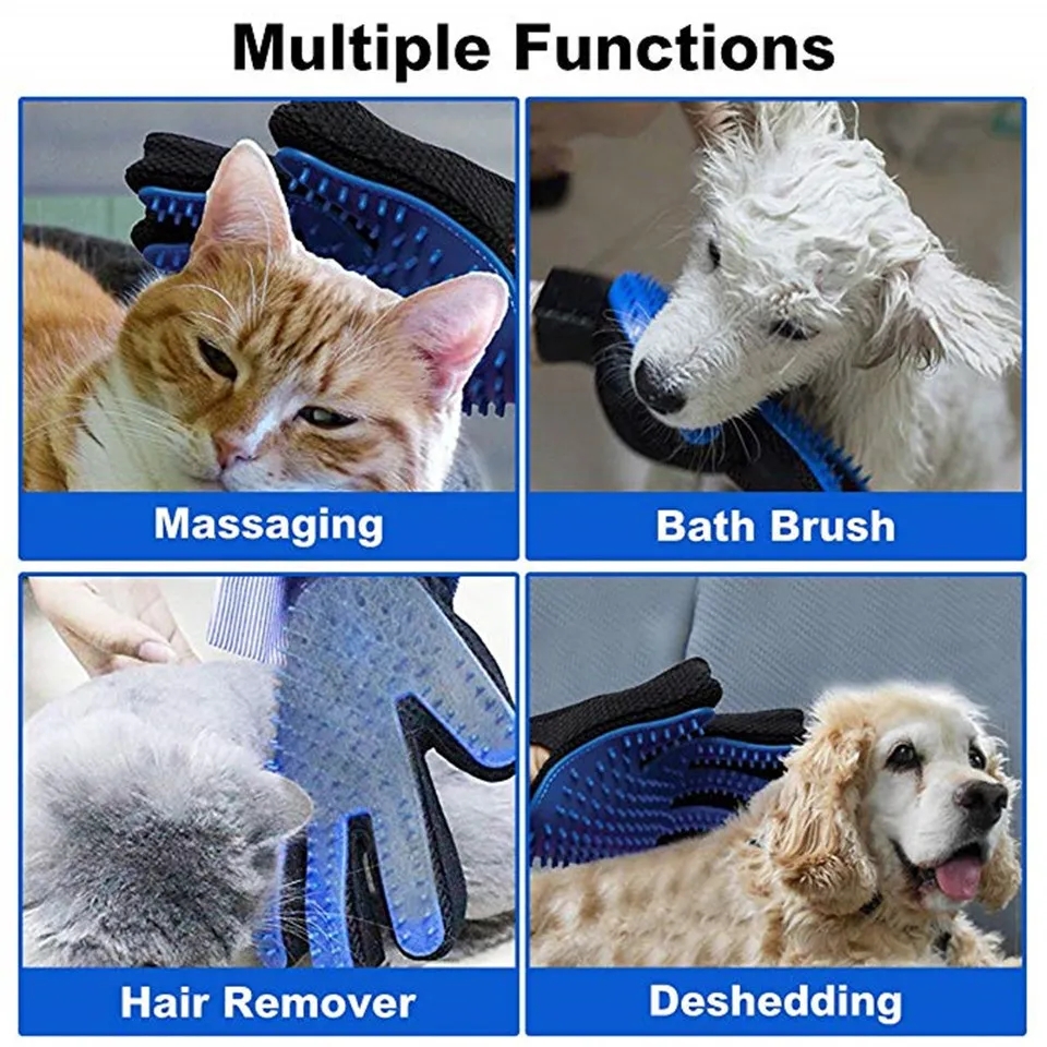 Gant de toilettage pour animaux de compagnie Chien Chat Brosse en silicone Peigne Shed Hair Remove Deshedding Gant Pet Dog Cat Animal Bath Cleaning Gant Outil de massage