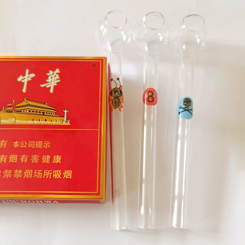 Transparent glass colored pipe, oil burner, large tube, glass tube, smoking tube, 10cm