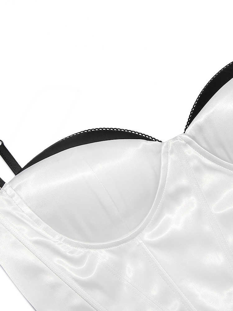 Nuovo top corsetto corto bustier in raso spesso di alta qualità con petto imbottito abiti moda estate camicetta bianca y2k streetwear