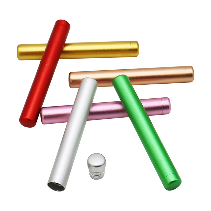 Dernière poche à fumer en alliage d'aluminium coloré Portable Preroll Rolling Roller Herb Tabac Cigarette Porte-cigare Stash Case Corne Cone Seal Tube de stockage