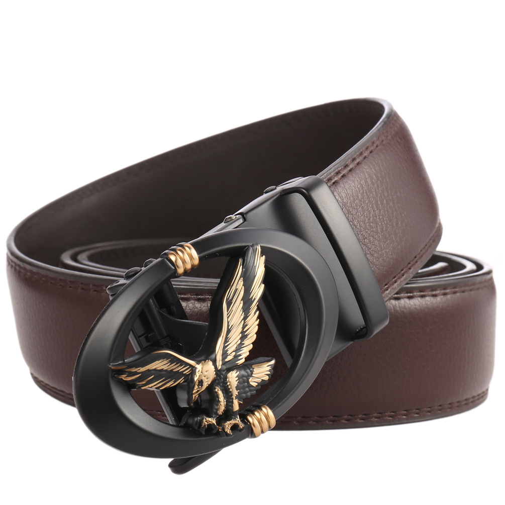Nuevo diseñador de moda Men Cinturón Automático Hebilla Cinturón de cuero genuino Cinturones de color negro y marrón Corturas de 110 cm-30cm Correa masculina