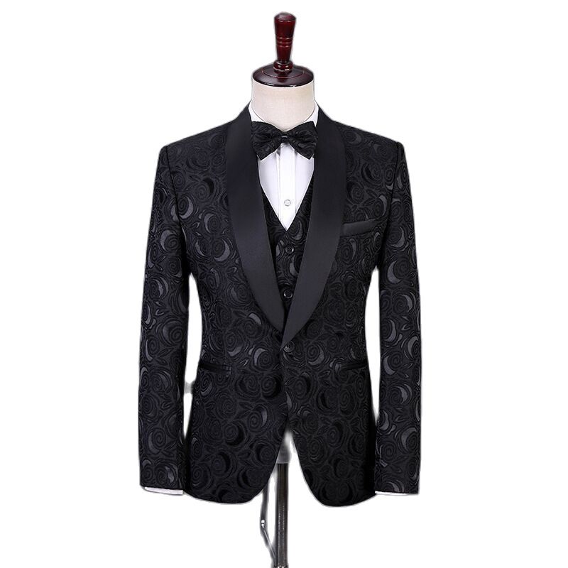 Classic Ivory Paisley Groom Tuxedos Custom Made Shawl Collar Men Wedding Prom Dinner Business Suits Blazer Waistcoat Trousers Set W1478