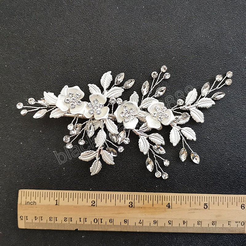 Clipes de cabelo para folhas de flor de strass para mulheres acessórios para cabelos de casamento de noiva