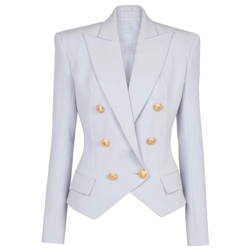 Womens Suits & Blazers Slim Shape Design Woan Jackets Black White Office Outfit Golden Studs With Belt Strap Design Luxury Clothes S- XXL