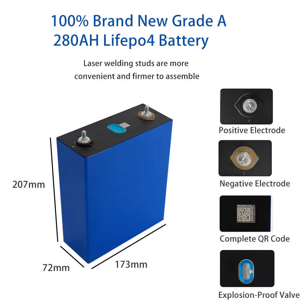 Zupełnie nowy 3,2 V 280AH LifePo4 Grade A CELLEAME CELLUTEM DO SLARNY ENERGII WITRA RV EV EV Stock 3-5 dni szybka dostawa