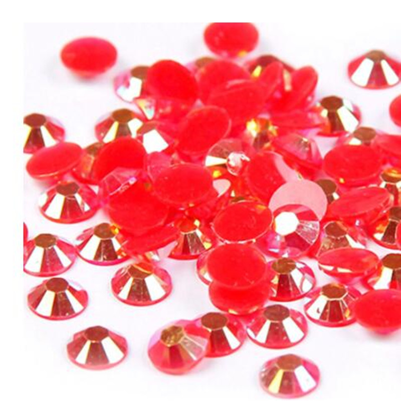 Résine Strass 2mm 3mm 4mm 5mm 6mm Rouge AB Rond Flatback Non Hot Fix Diamants Appliques Pour Artisanat Tissu Robes De Mariée