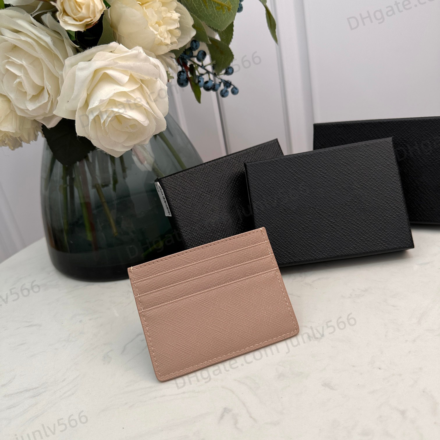 Luxury Designer Card Holders äkta läderväska Fashion Womens Key Ring Nya damer Män Pure High End Wallet Quality True Leather Cultch Bags With Box