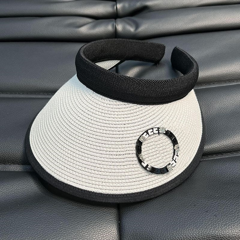 Women High Version Sun Visor Sunshade Empty Top Hats Female Summer Outing Riding Uv Protection Sunhat Black White 