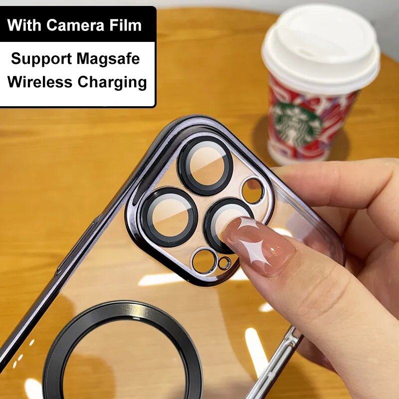 Magnet Phone cases Luxury Transparent Magnetic For Magsafe Wireless Charging Case For iPhone 14 13 12 11 Pro Max Clear Plating Soft Silicone Cover