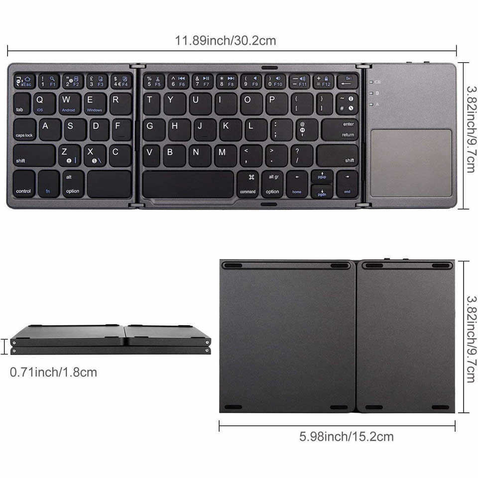 キーボードOutmix New Portable Mini Three Three bluetooth Keyboard Wireless Foldable TouchPad Keypad for iOS Android Windows iPad Tablet G230525