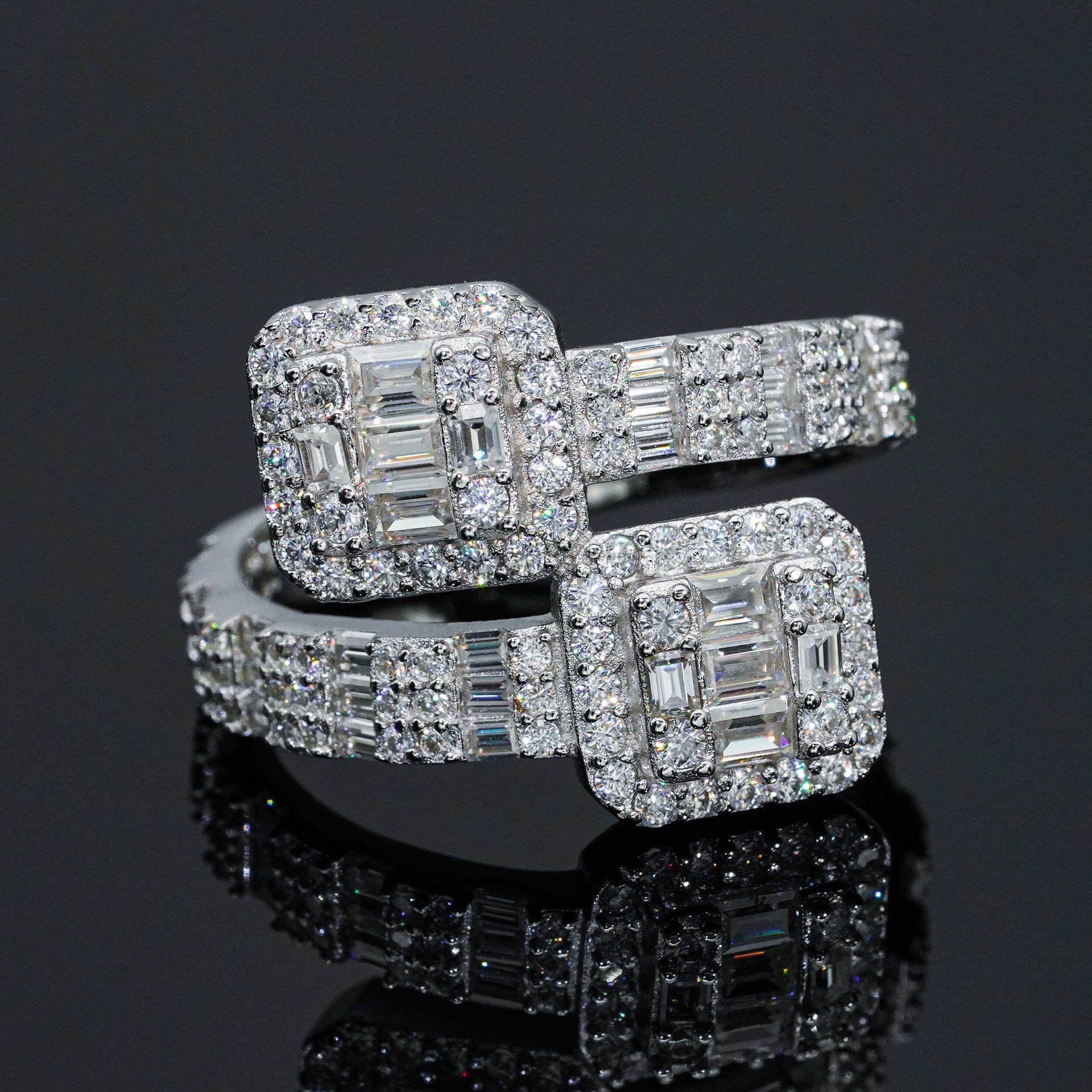Мужчины женщины мода моданитовые кольца прошли алмаз тест 925 стерлинговой серебряный кольцо с бриллиантами для вечеринки свадьба хороший подарок 7-10